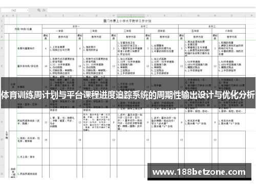 体育训练周计划与平台课程进度追踪系统的周期性输出设计与优化分析
